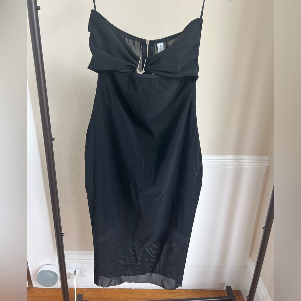 BEC & BRIDGE black strapless mesh dress